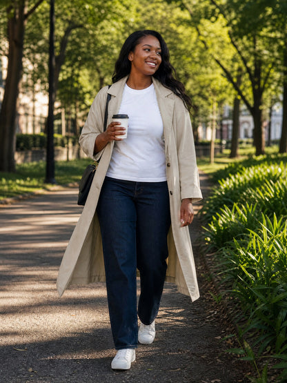 Elite Journey worn discreetly beneath a trench coat outfit